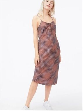 Aeropostale Checkered Midi Dress Dusty Rose and Blue Size S